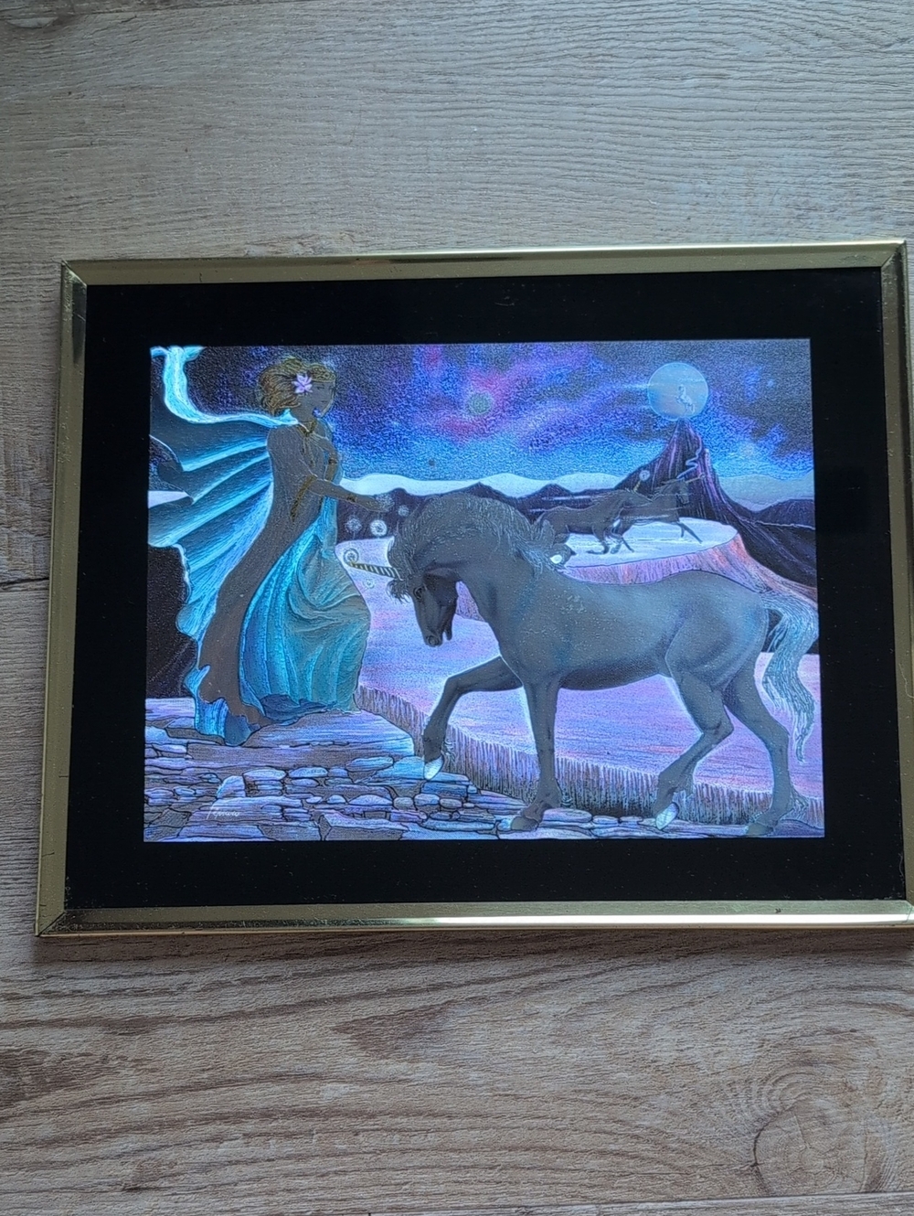 Framed Fantasy Horse Wall Art - Blue/Purple